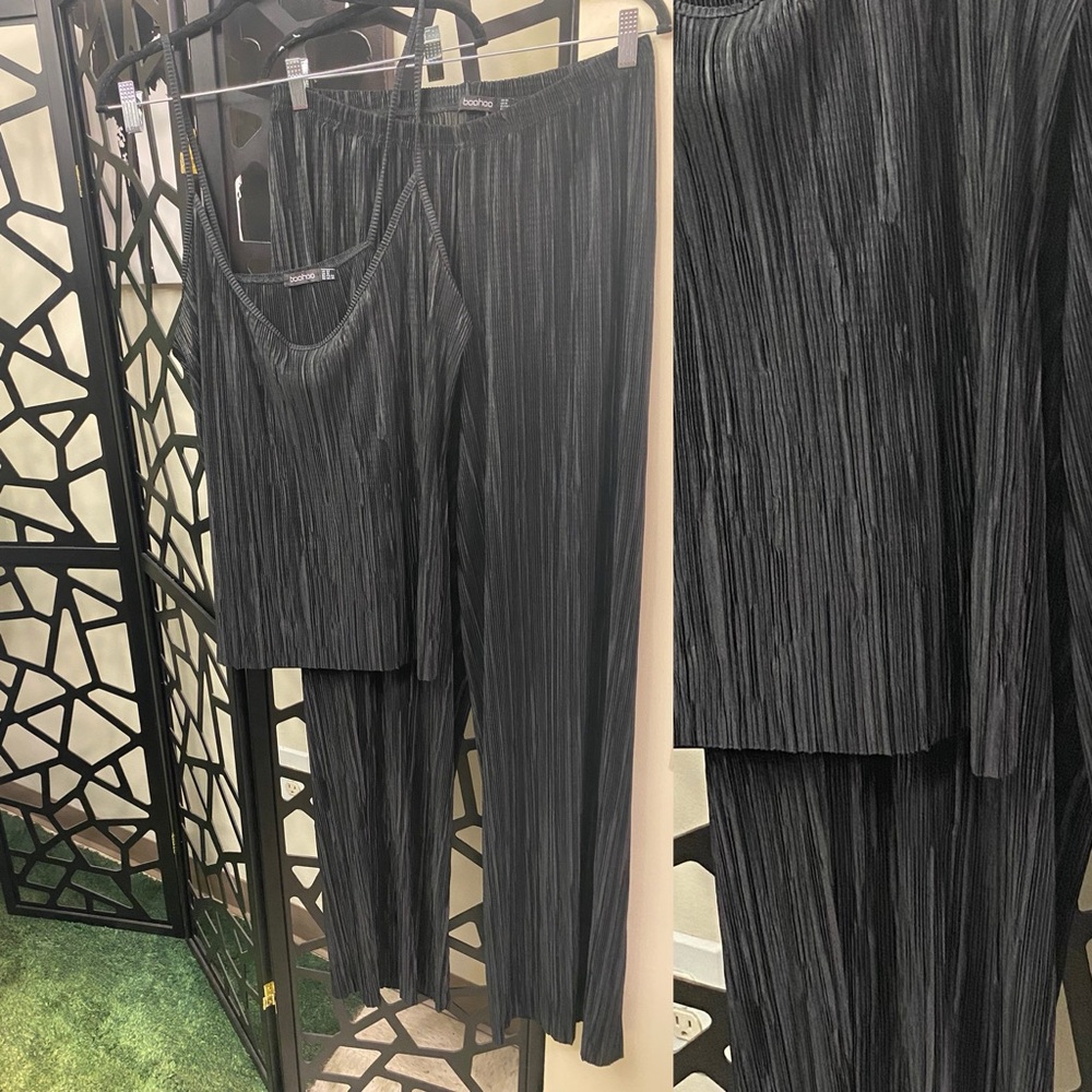 Boohoo Black Textured Pantsuit